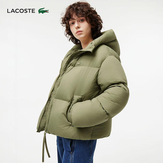 Lacoste法国鳄鱼女装新款纯色保暖连帽拉链鹅绒羽绒服外套BF0688-98 商品图3