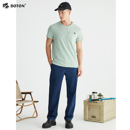 波顿直筒高端男士牛仔裤深蓝色宽松长裤ME807122 商品图3