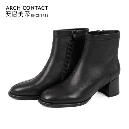 ARCHCONTACT安启美奈 时尚方头气质粗跟显瘦短靴【52896】 商品图10