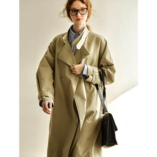 OLrain欧芮儿卡其色中长款风衣女春季2025新款时尚通勤英伦风外套 商品图2
