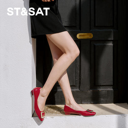 星期六优雅时尚经典方扣低跟单鞋SSD1111020 商品图2
