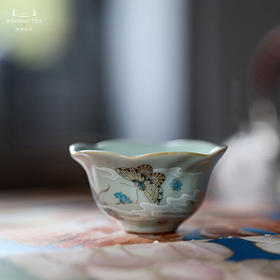 问鼎汝瓷天青老款幽兰杯（蝶恋蜂狂）