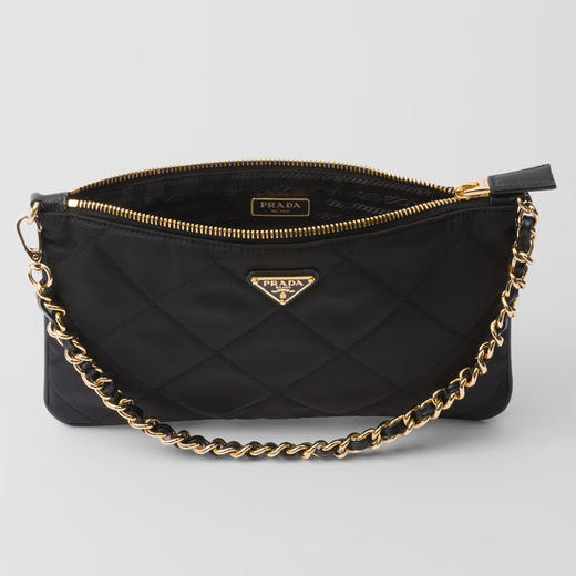 PRADA 普拉达 女士珐琅金属三角形徽标再生尼龙单肩包 黑色 1NI054 2AOS F0002 商品图2