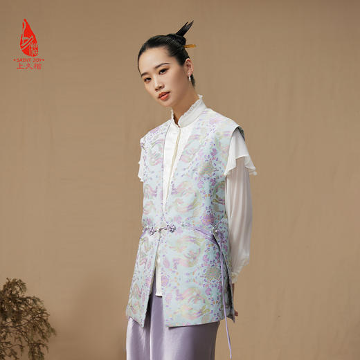 SAINTJOY/上久楷 女式宋锦马甲 中式上衣 中国风 复古 凤凰于飞 CY1044207024 商品图1