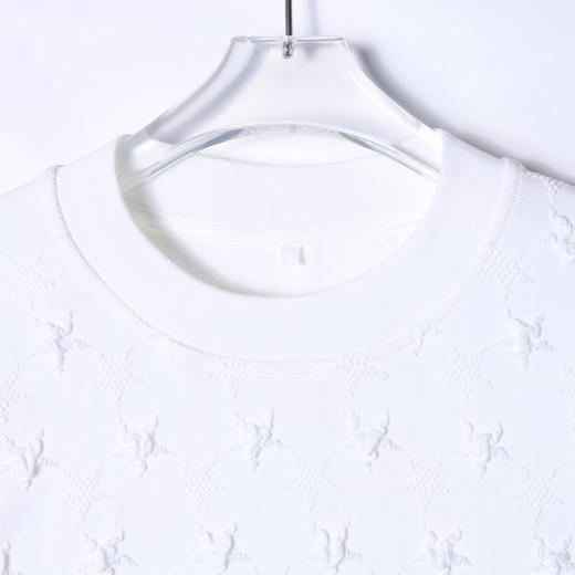 38750早春新款时尚个性韩版纯色褶皱纽花圆领短袖上衣百搭情侣上衣潮 商品图2