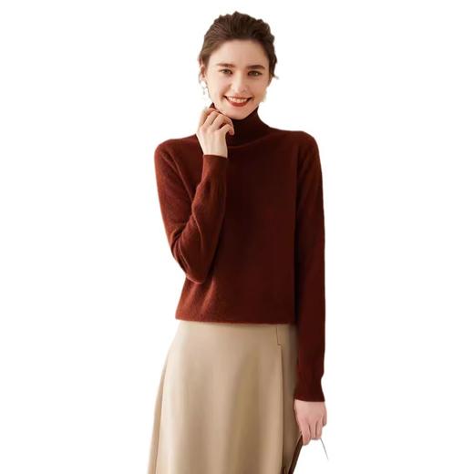 【自】全新升级【铂金会员321/天猫429/差价108】(15212) 洛诗琳秋冬新款纯山羊绒女士12针平面高领宽松纯色套头百搭针织打底衫 商品图4