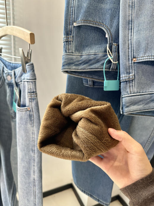 新增薄款！神裤巨好穿❗️【m*⁬co同款高腰加绒/窄版不加绒牛仔裤】新疆长绒棉包裹弹力纤维，⁢全新升级FIT系牛仔+​环保染色！⁭不变形！✅舒适好穿不臃肿！显腿直腿细⚠️75-146斤可穿！ 商品图7