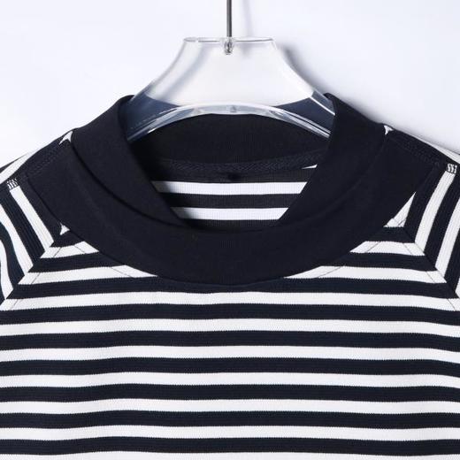 38715早春新款时尚个性韩版条纹双领口圆领短袖上衣休闲百搭情侣T恤潮 商品图2