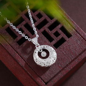 子佩集S990银【静思平安】套链【MXTL020】纯银花丝项链平安扣2412