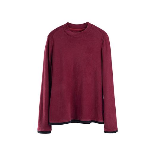 绽放旅行女装020朵/温暖绒撞色边小立领长袖T恤打底衫 商品图4