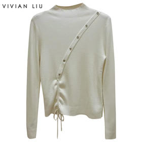 VIVIAN LIU TD2456322秋女装新款时尚圆领下摆抽绳毛衫