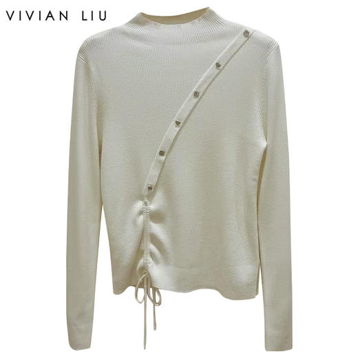 VIVIAN LIU TD2456322秋女装新款时尚圆领下摆抽绳毛衫 商品图0