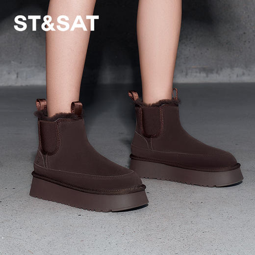 星期六休闲舒适弹力烟筒厚底雪地靴SSC4118CMH 商品图5