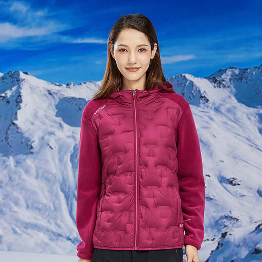 丁摩 奥粒绒拼羽绒秋冬户外休闲抓绒衣女羽绒服加厚保暖连帽4ZF-68582 商品图2