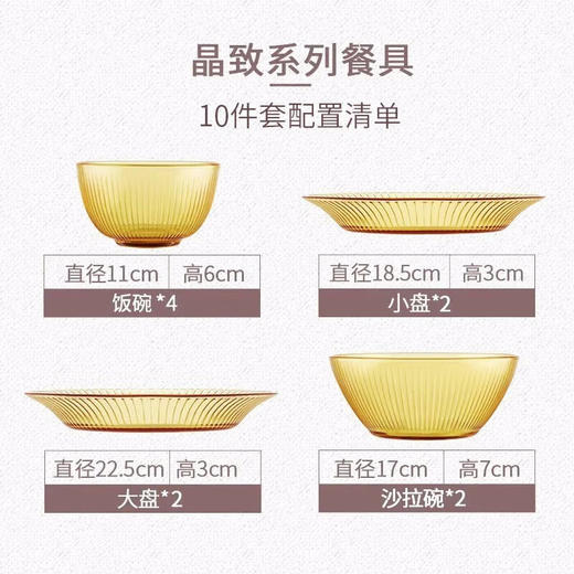 康宁（VISIONS）晶致餐具套装10件 耐热玻璃2-4人用饭碗汤碗沙拉碗碟盘子微波炉用 商品图1