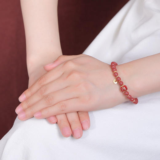【日进斗金】S925银镀金帝王砂朱砂钱币路路通手串【CW-SL11733-3】 商品图3