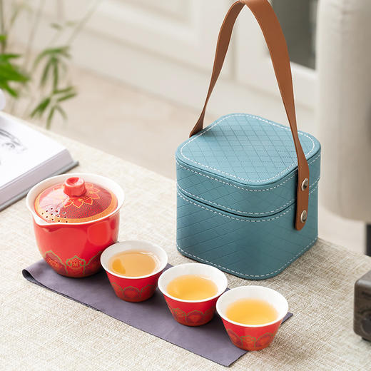 【创意一包式整体收纳】旅行茶具小套装盖碗茶杯功夫茶具礼品实用商务伴手礼送客户。ry 商品图8
