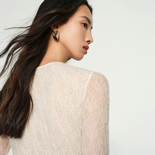 NEELLY纳俪商场同款春季新款修身蕾丝上衣女百搭显瘦内搭神器N25011T01013 商品图2