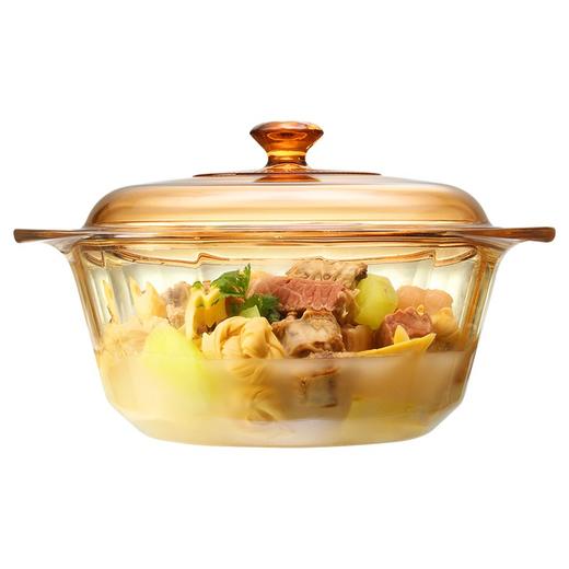 康宁（VISIONS） 晶钻系列透明锅明火直烧玻璃汤锅琥珀色煮锅炖锅 3.5L晶钻锅 23.5cm 商品图1