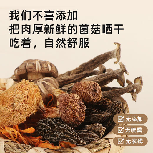 5包  七珍菌菇包 70g/包  A-5298（羊肚菌、姬松茸、香菇、鹿茸菇、虫草花、猴头菇、白玉耳） 商品图3