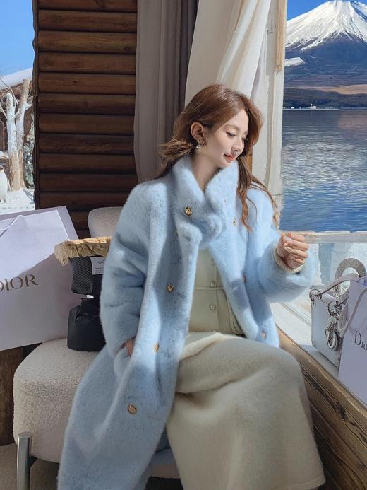 张心子【雪国千金】水貂毛长款大衣女2025冬季新品皮毛一体厚外套 U2412043 商品图10