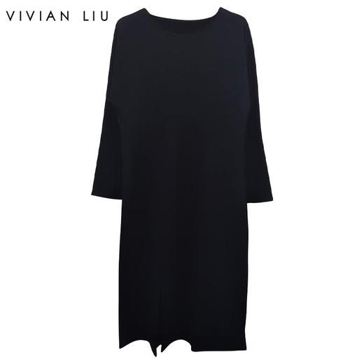 VIVIAN LIU R2357401秋女装新款时尚圆领宽松长袖针织连衣裙 商品图0