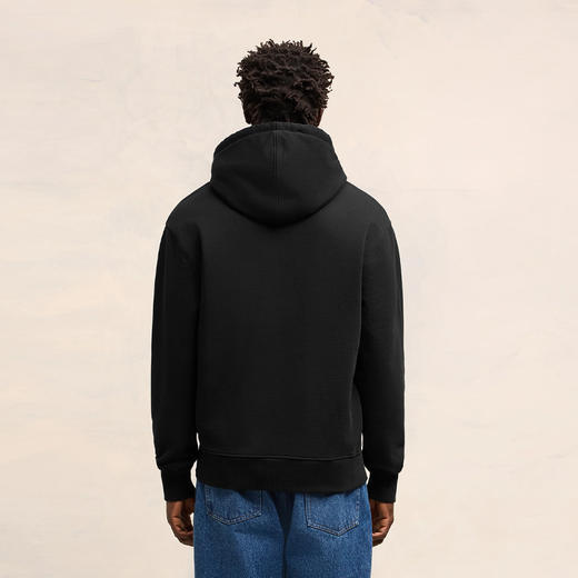 AMI 男士徽标刺绣棉质连帽卫衣 黑色 BFUSW235 730 001 商品图3