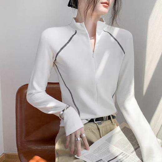 ♥️年度压轴高品质❗️【lulu风半高领拉链长袖】随便叠一秒纸片人的感觉💃重塑头肩比 拉长肩颈比例~ 商品图1