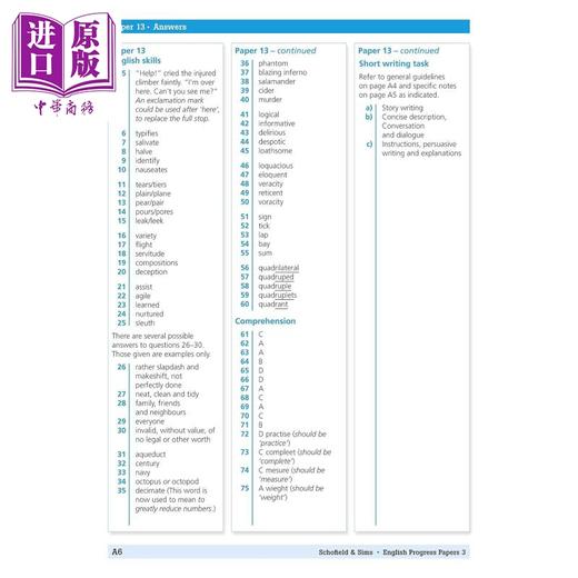 预售 【中商原版】英国S&S教辅 KS2 11+ English Progress Papers 3 英语进步试卷3 有答案 9-12岁 英文原版 进口图书 GL CEM考试备考 商品图4