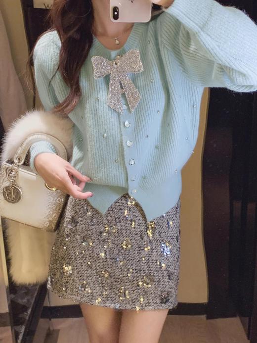 张心子【星河曜日】氛围感高腰百搭显瘦亮片裙半身裙 U2412050 商品图3