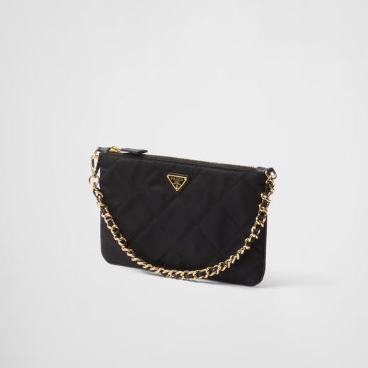 PRADA 普拉达 女士珐琅金属三角形徽标再生尼龙单肩包 黑色 1NI054 2AOS F0002 商品图1