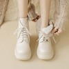 【预售5天】厚底马丁靴女款英伦风秋冬新款超厚羊毛系带白色短靴ZMXY&2337-A 商品缩略图1