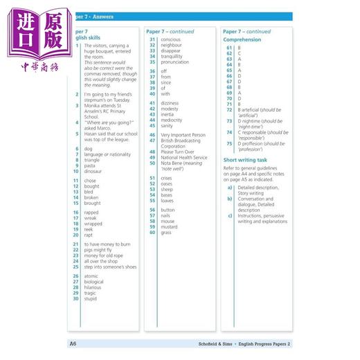 预售 【中商原版】英国S&S教辅 KS2 11+ English Progress Papers 2 英语进步试卷2 有答案 9-12岁 英文原版 进口图书 GL CEM考试备考 商品图4