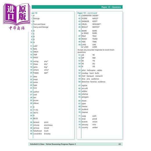 【中商原版】英国S&S教辅 KS2 11+ Verbal Reasoning Progress Papers 3 言语推理进步试卷3 有答案 9-12岁英文原版GL CEM考试 商品图4