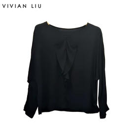 VIVIAN LIU薇薇安刘R2443003初秋女装新款时尚木耳花边长袖上衣