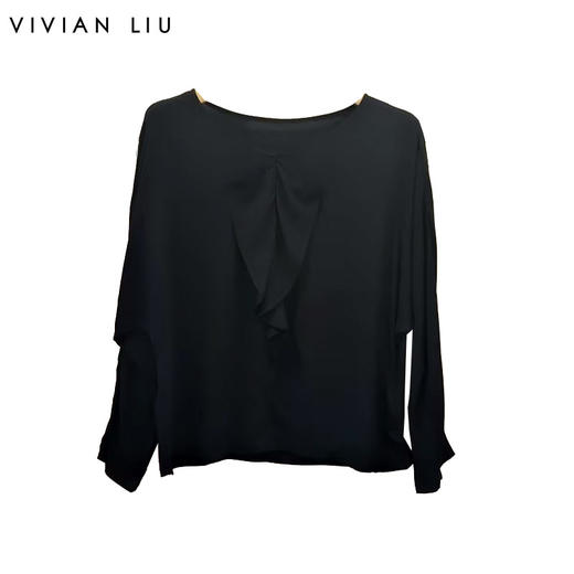 VIVIAN LIU薇薇安刘R2443003初秋女装新款时尚木耳花边长袖上衣 商品图0