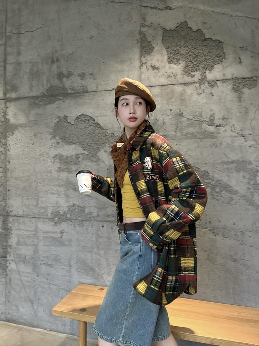 顺丰包邮洛诗琳40338高级定制毛呢提花料重工毛织彩格子廓形夹克（男女同款）523 商品图2