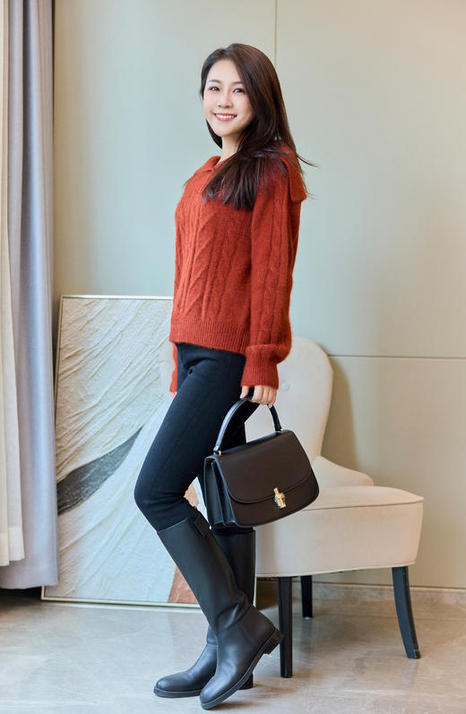 大橘大利|氛围感翻领羊绒衫（白厂丝） 商品图3