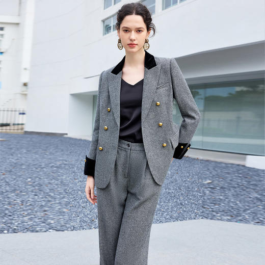 IWY/高端羊毛西装套装女韩版休闲职业装套装秋冬新款阔腿裤正装CP2181 商品图2