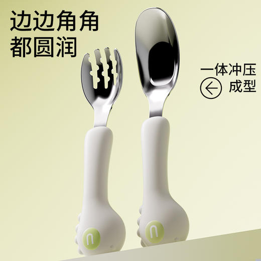 元宝叉勺套装宝宝316不锈钢自主进食儿童便携餐具套装喂养餐具 商品图1