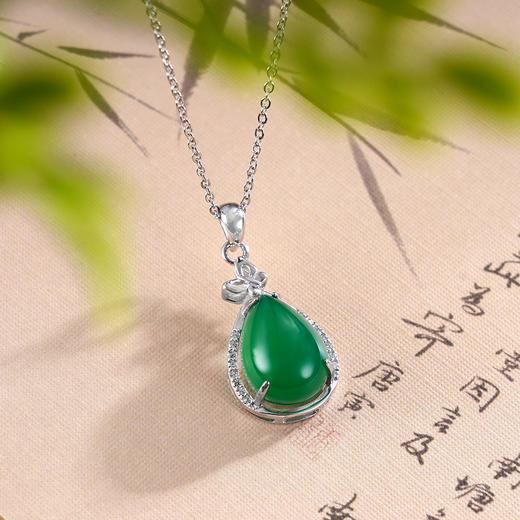 子佩集S925银【蝶恋涟漪】套链【TL013685】纯银水滴绿玉髓项链2412 商品图2