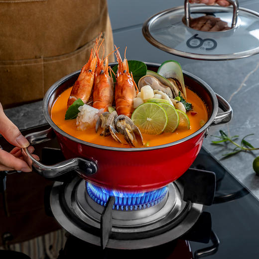 神田高端线 钛彩米系列多功能汤锅22cm 能煮能炖能煲的高颜值汤锅来了，而且烧不黑、不串味。30年质保！ 商品图2