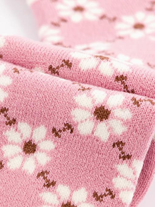 ATSUGI秋冬里起毛保暖翻边可爱居家袜清新花朵少女短袜加绒棉袜RGA3574 商品图2