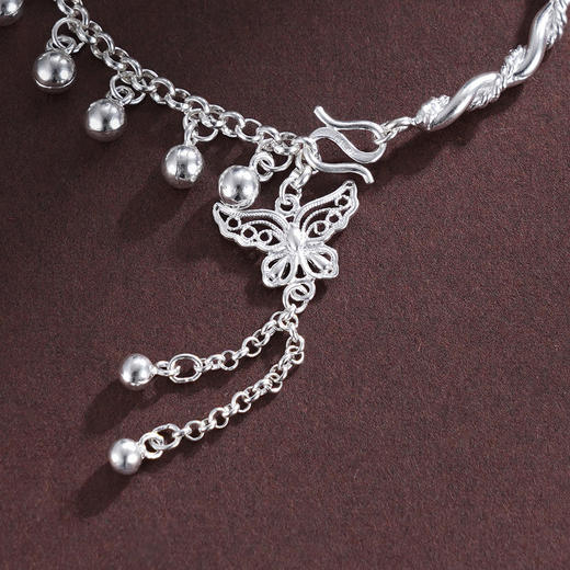 子佩集S990银【清歌蝶舞】手链【QFSL016】纯银蝴蝶花丝2412 商品图2