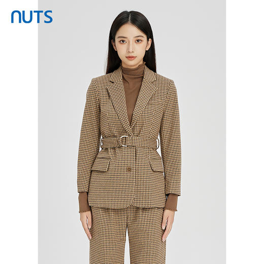 NUTS秋冬款气质百搭OL休闲收腰高级感格子西装外套女241048202B 商品图3