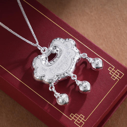 子佩集S999银【长命富贵】套链项链【SB000342】纯银儿童锁长命锁2412 商品图0