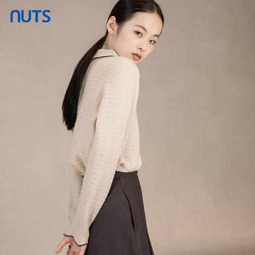 NUTS秋冬款复古气质百搭娃娃领百搭打底毛织短外套女241053223 商品图4