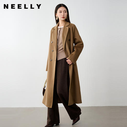 NEELLY纳俪商场同款冬季新款西装领双面呢大衣女长款宽松保暖外套N24104N03303 商品图0