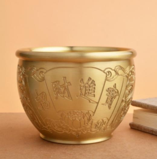 招财进宝黄铜米缸摆件 商品图0