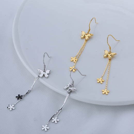 【宏艺珠宝】蝶舞繁花影·银s925耳饰 商品图0